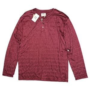 NWT PX Clothing Knit Long Sleeve Henley Burgundy 2XL